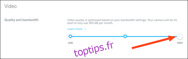 Modifiez la qualité de votre vidéo à l'aide du curseur