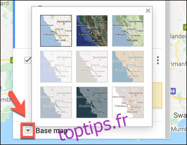 Choisir un style de couche de carte de base personnalisé dans Google Maps