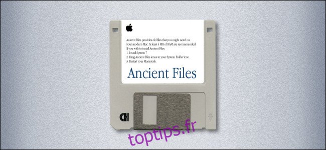 Une disquette Mac 3,5 pouces étiquetée 