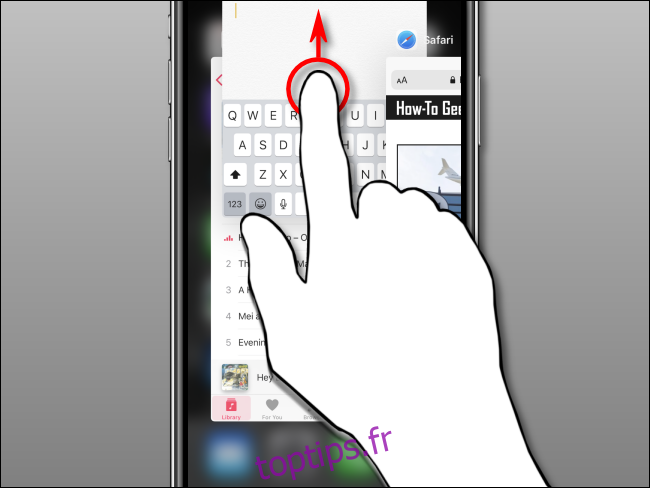 Faites glisser votre doigt vers le haut sur la vignette d'une application.