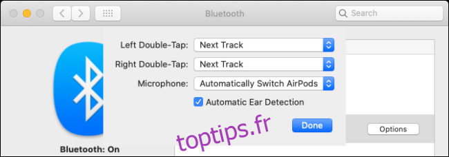 Modifier les paramètres AirPods sur Mac