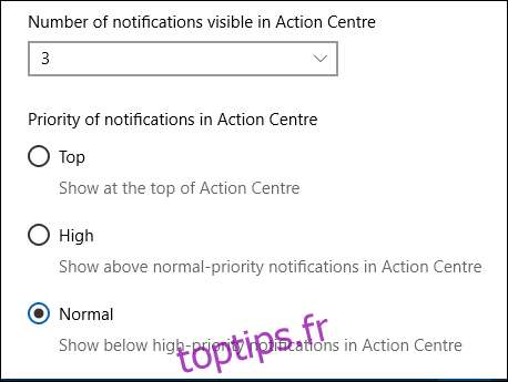 Les options du centre d'action pour Outlook.