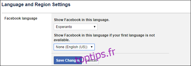 Facebook Changer de langue