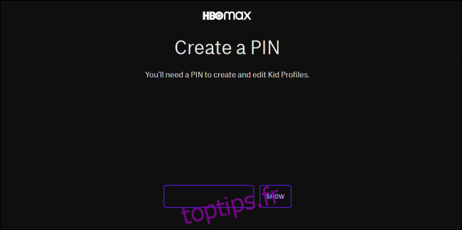 HBO Max Créer un code PIN pour un profil pour enfants