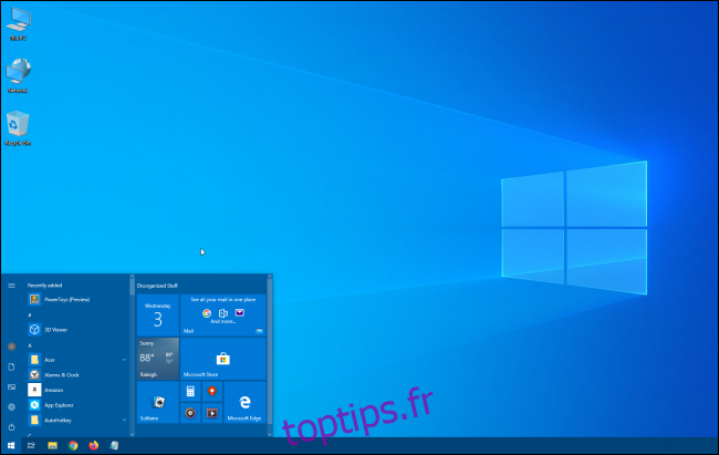 Petit menu Démarrer de Windows 10