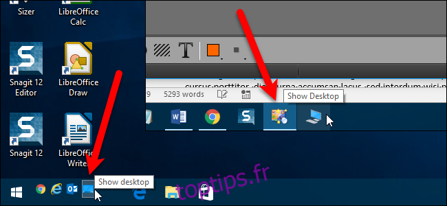 Ajout d'une icône Afficher le bureau à Windows 10