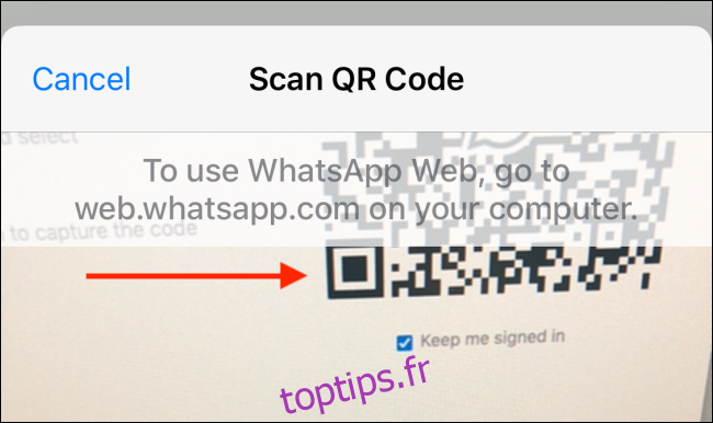 Scanner le code QR depuis l'iPhone