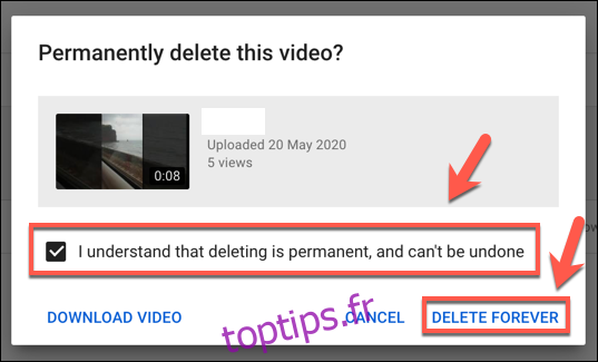 Supprimer définitivement une vidéo YouTube 