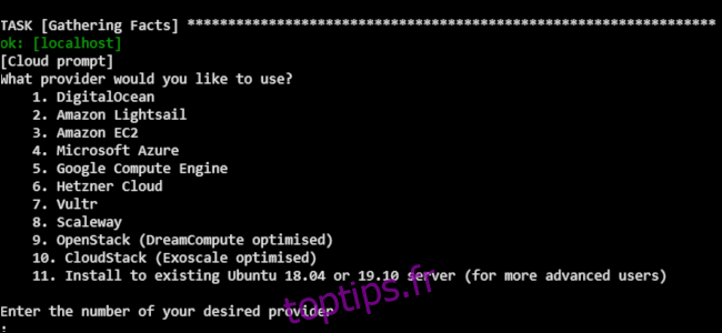 Fichiers d'installation d'Algo s'exécutant dans une fenêtre de terminal.