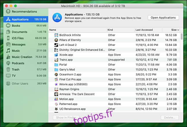 Utilisation du disque d'application sur macOS Catalina
