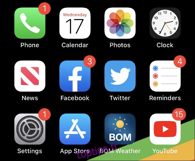 Icônes d'application sur un écran d'accueil iOS.