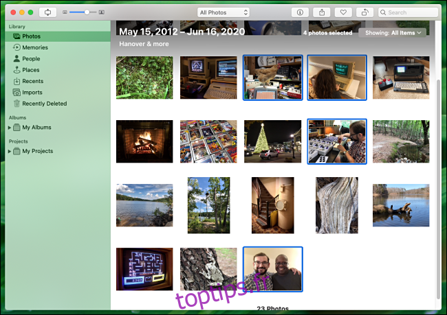Sélectionnez plusieurs photos à imprimer dans Photos sur Mac