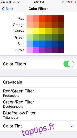 filtres couleur ios10