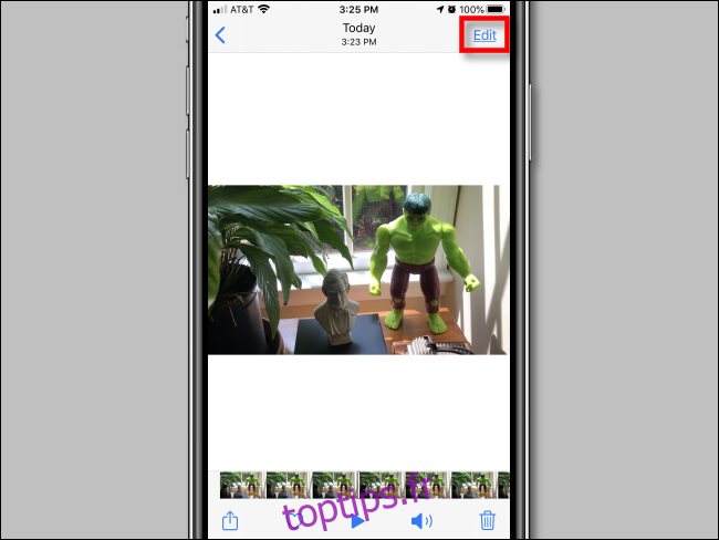 Appuyez sur le bouton Modifier dans Photos sur iPhone