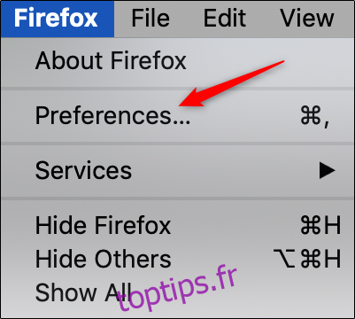 Préférences de Firefox