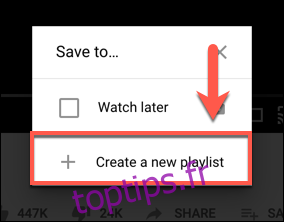 Cliquez sur Créer une nouvelle playlist pour créer une nouvelle playlist YouTube