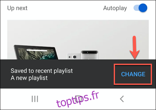 Appuyez sur modifier pour modifier l'emplacement d'une vidéo YouTube enregistrée