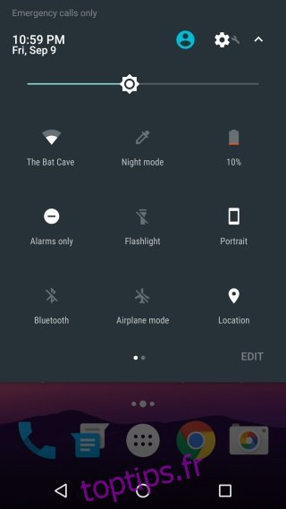 panneau de notifications tuiles android 7