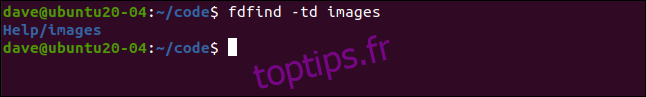 fdfind -td images dans une fenêtre de terminal.