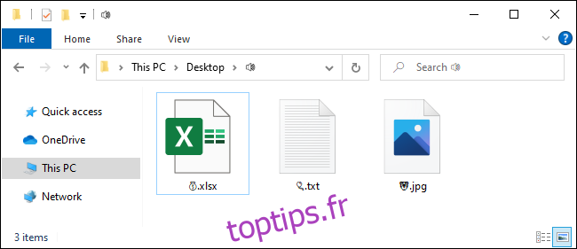 Fichiers avec des emoji dans leurs noms sur Windows 10.