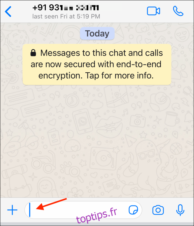 Entrez du texte et envoyez-le au chat WhatsApp
