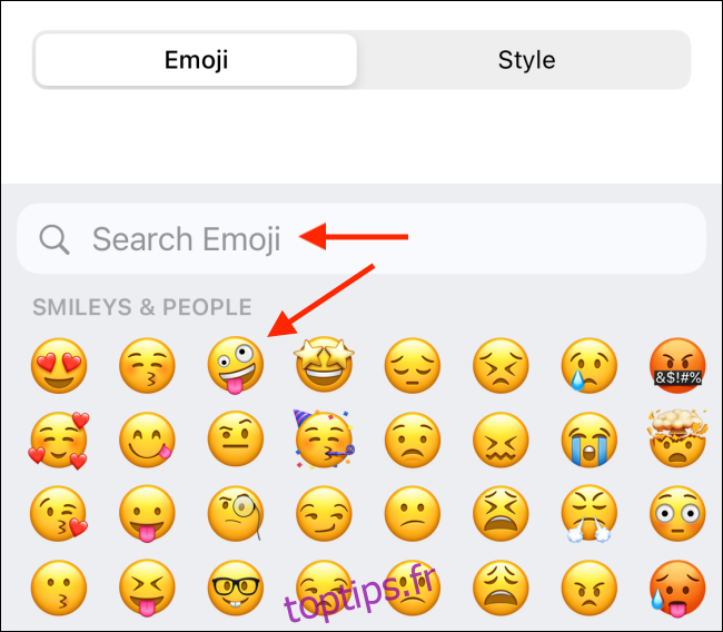 Choisissez Emoji