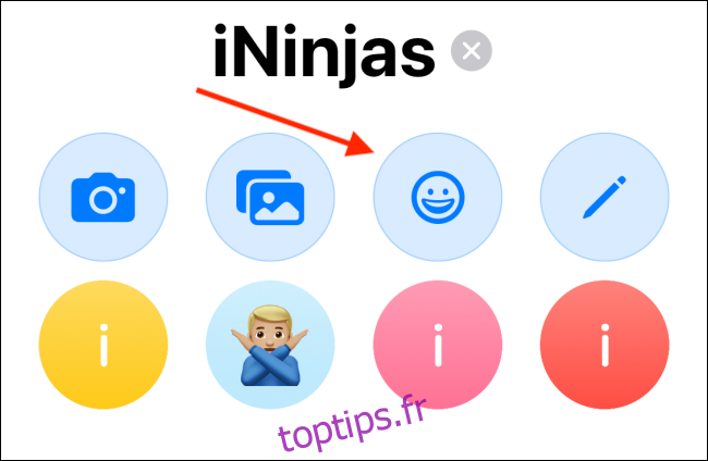 Appuyez sur le bouton Emoji