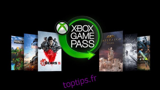 Le logo Microsoft Xbox Game Pass entouré de jeux.