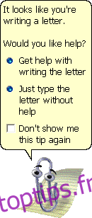 Clippy vous demande si vous avez besoin d'aide pour rédiger une lettre. 