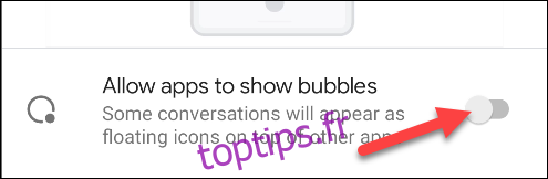 ne pas autoriser les applications à afficher des bulles