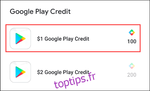 points google play pour crédit