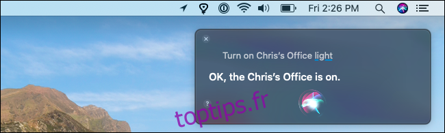 Allumer une lumière Hue avec Siri sur un Mac.