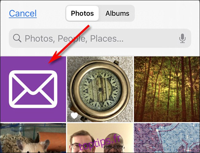 Appuyez sur l'image que vous souhaitez utiliser comme icône personnalisée dans Photos iPhone.