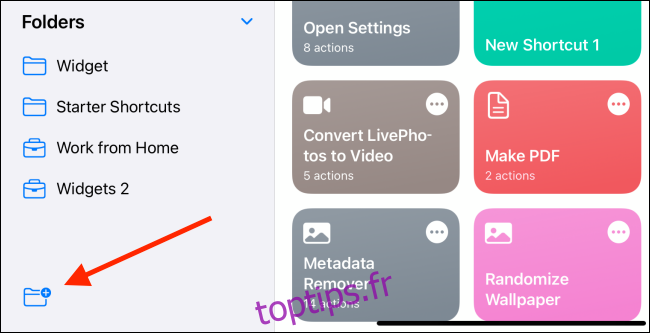 Appuyez sur l'icône Nouveau dossier dans la barre latérale de l'application iPad