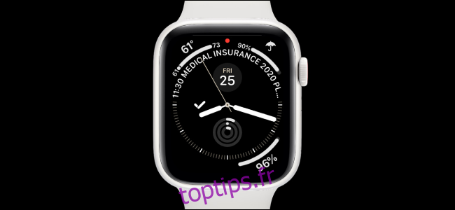 Apple Watch avec cadran d'infographie