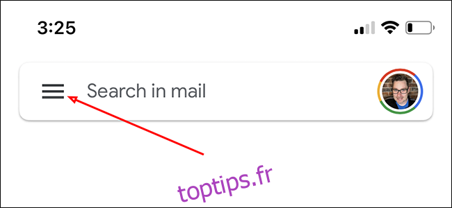 Appuyez sur le bouton de menu dans Gmail