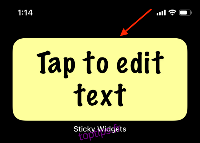 Appuyez sur le widget Sticky