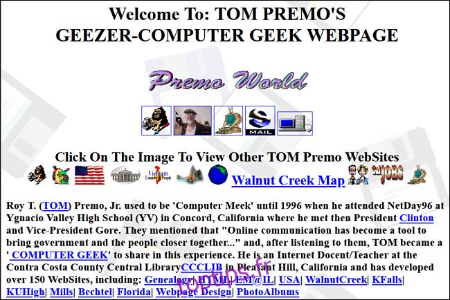 Page Web Geezer-Computer Geek de Tom Premo sur GeoCities.