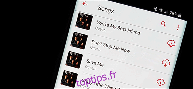 L'application Apple Music sur un Samsung Galaxy S9.