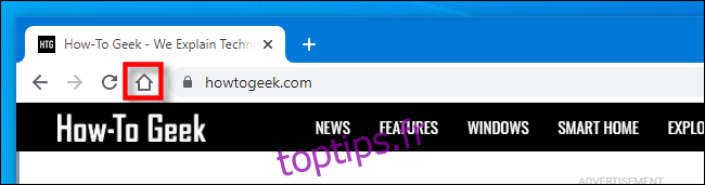 L'icône de la barre d'outils de la page d'accueil dans Google Chrome.