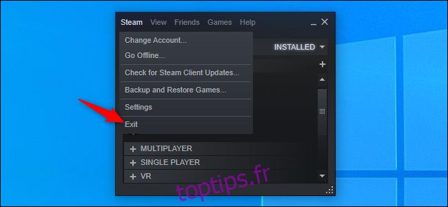 Cliquez sur Steam> Quitter pour fermer Steam ”width =” 650 ″ height = ”300 ″ onload =” pagespeed.lazyLoadImages.loadIfVisibleAndMaybeBeacon (this); ” onerror = ”this.onerror = null; pagespeed.lazyLoadImages.loadIfVisibleAndMaybeBeacon (this);”> </p><div style=