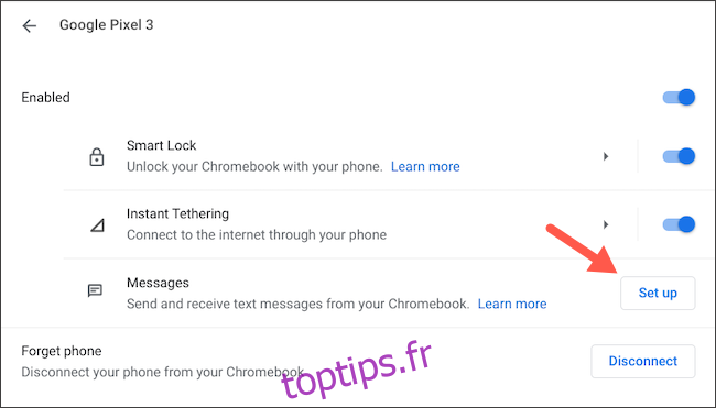 Configurer les messages Android sur Chromebook