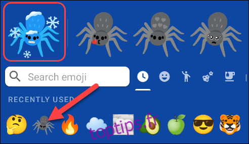 Sélectionnez le deuxième emoji et votre mash-up personnalisé apparaîtra en haut à gauche.