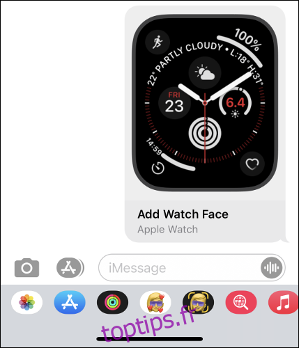 Partager un visage Apple Watch dans l'application Messages de l'iPhone