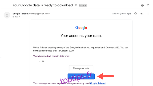 Télécharger l'archive de données Google Fit