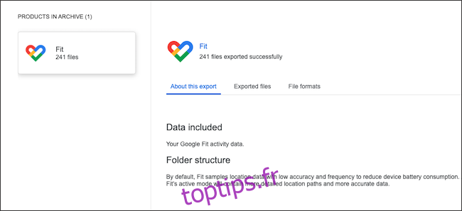 Exporter et afficher les données Google Fit