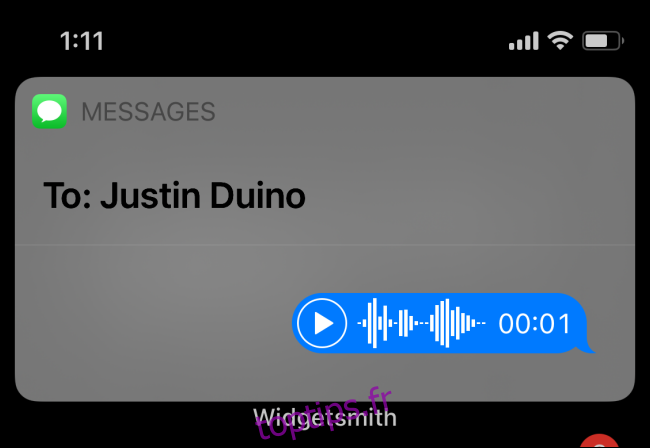 Message vocal envoyé via Siri