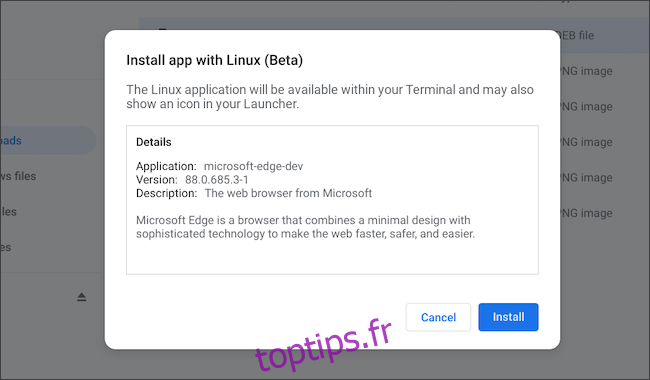 Installez l'application Linux de Microsoft Edge sur Chromebook
