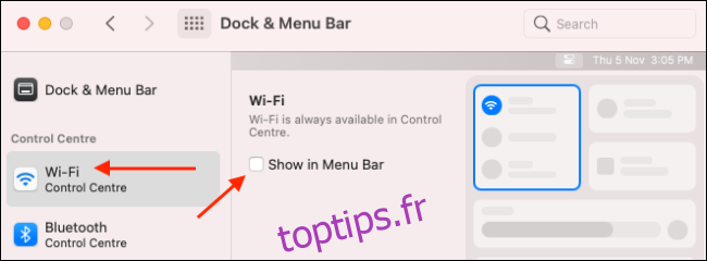 Ajouter un module Wi-Fi à la barre de menus
