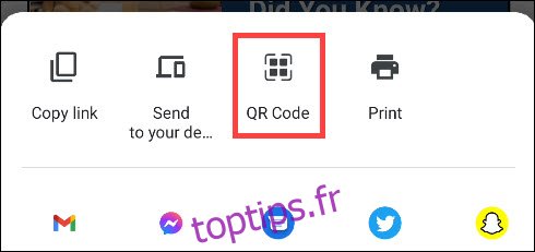 appuyez sur l'icône du code qr